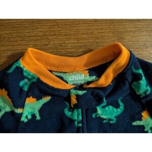 Boys Child of Mine Carter's SZ 2T Dinosaur Footed Pajamas Blue Green